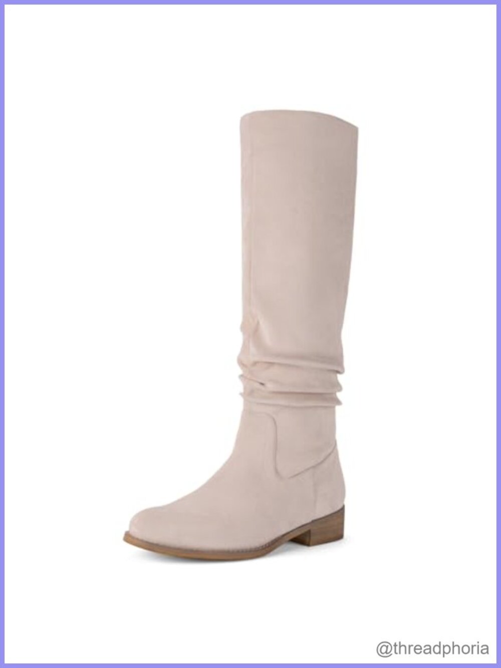 Women's Knee High Slouch Boots Pointed Toe Low Heel Faux Suede